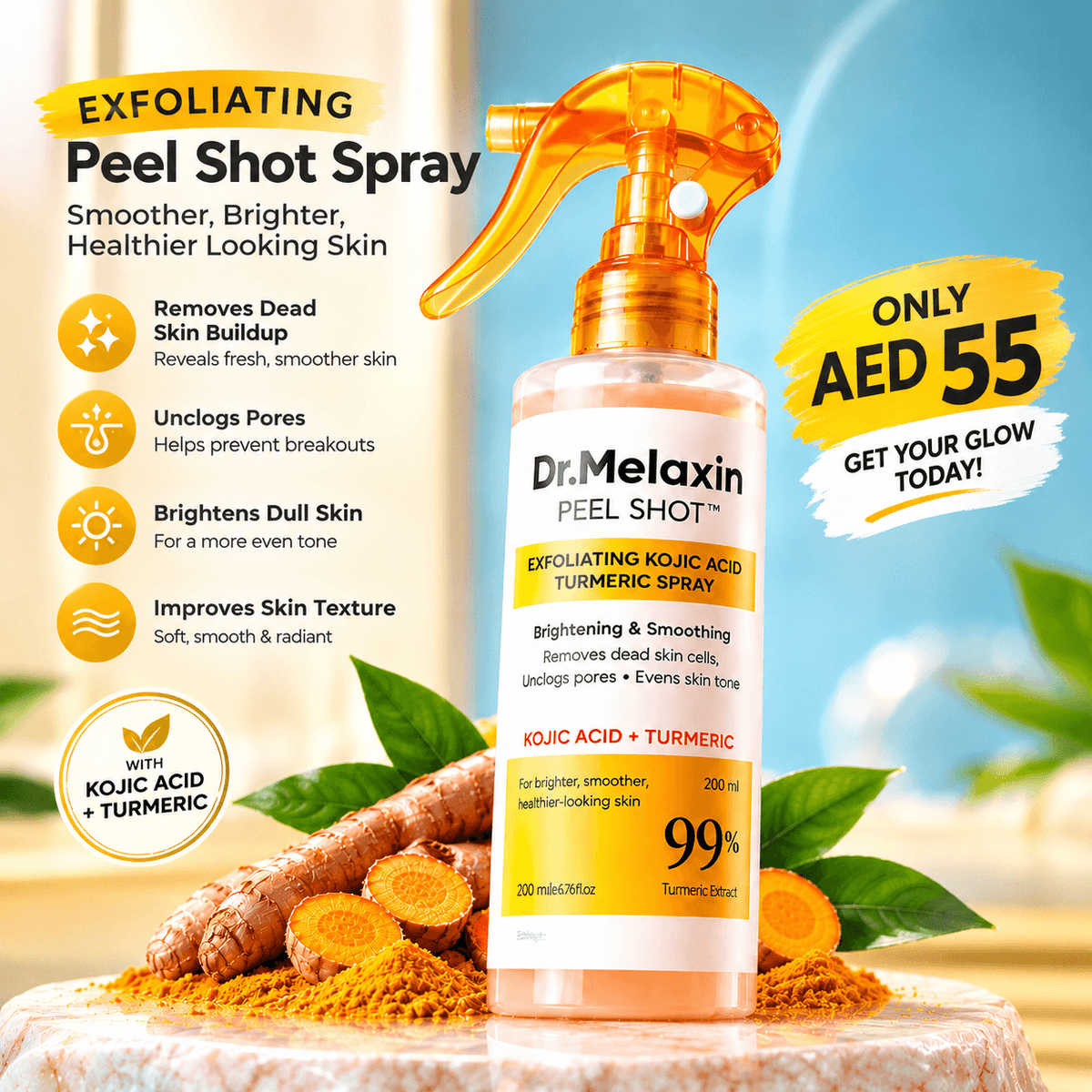 Dr.Melaxin Peel Shot Exfoliating Kojic Acid Turmeric Spray 200ml