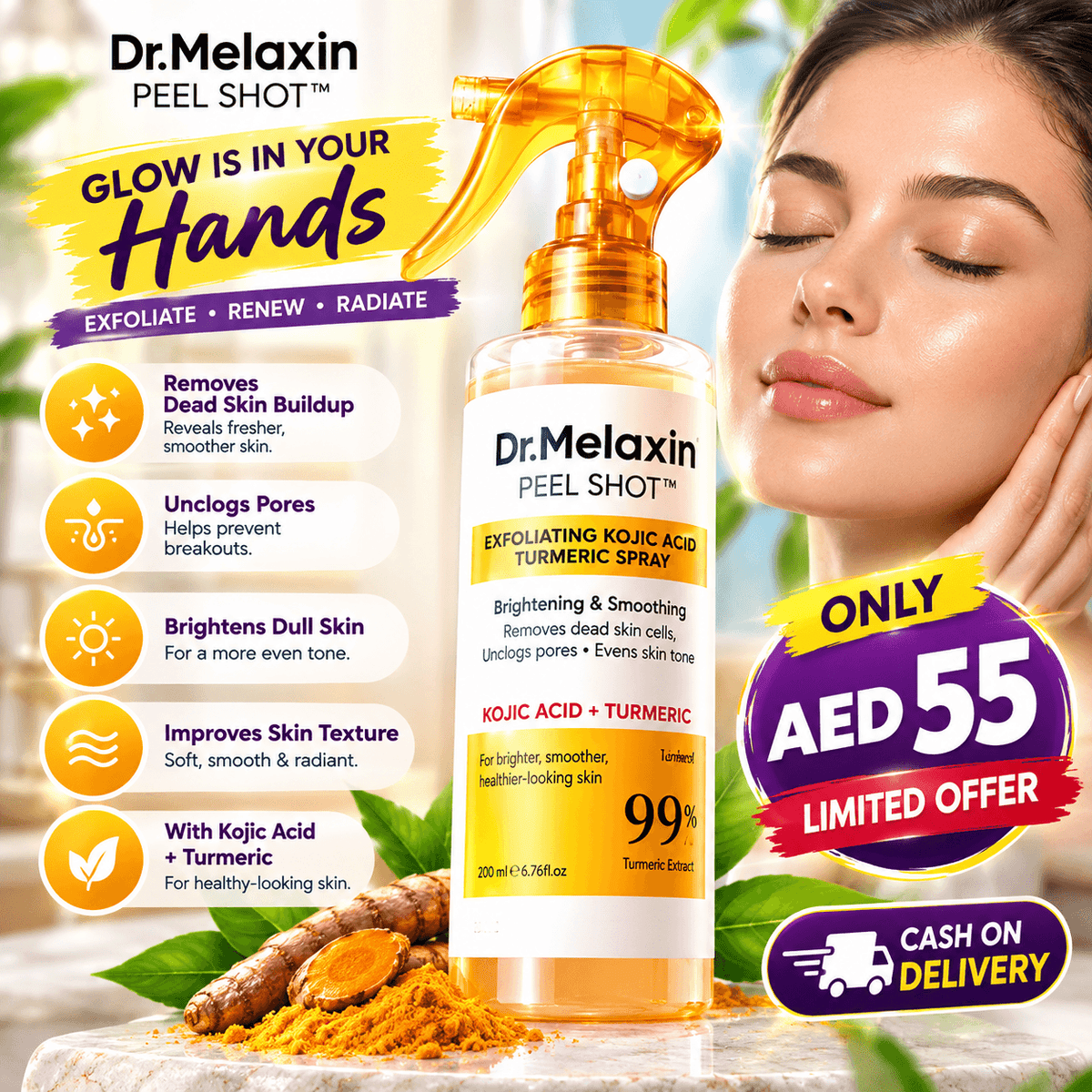 Dr.Melaxin Peel Shot Exfoliating Kojic Acid Turmeric Spray 200ml